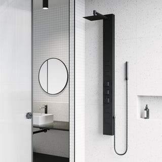 Sutton 58" H x 5" W 4-Jet Shower Panel with Square Shower Head, Matte Black