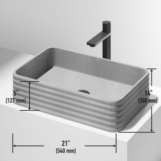 VIGO Cadman 21"L x 14"W x 5"H Concreto Stone Rectangular Bathroom Vessel Sink