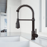 VIGO Brant 19" H Single Handle Pull-Down Sprayer Kitchen Faucet, Matte Black, Without Extras