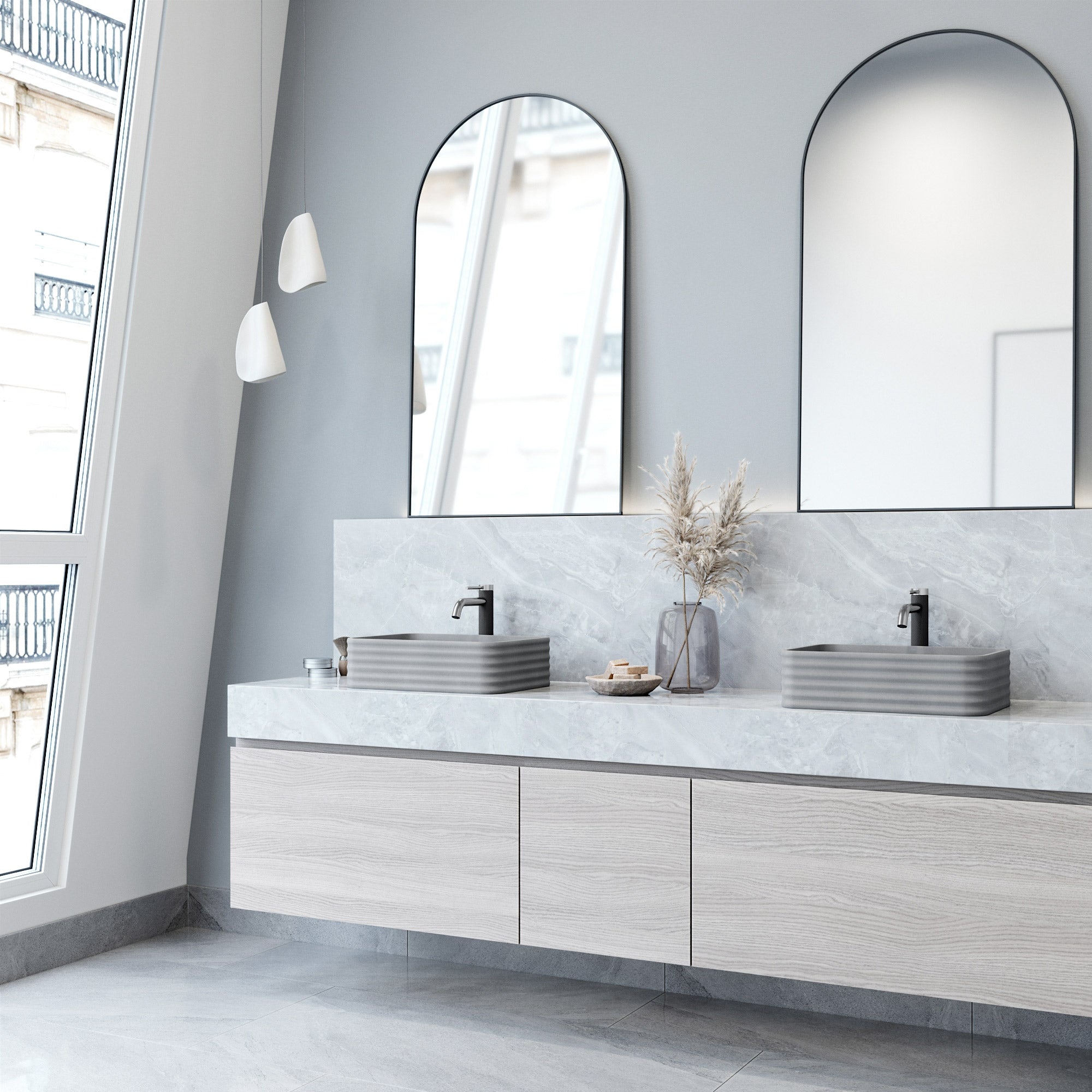 VIGO Cadman 18"L x 13"W x 5"H Concreto Stone Rectangular Bathroom Vessel Sink