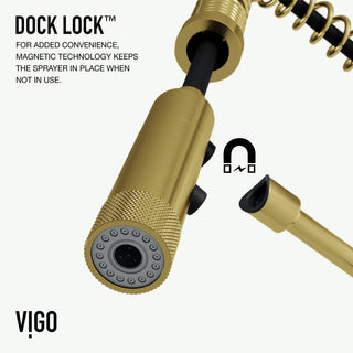 VIGO Sterling 23" H Single Handle Pull-Down Sprayer Kitchen Faucet, Matte Brushed Gold, Without Extras