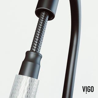 VIGO Bristol 19" H Single Handle Pull-Down Sprayer Kitchen Faucet, Stainless Steel/Matte Black, Without Extras