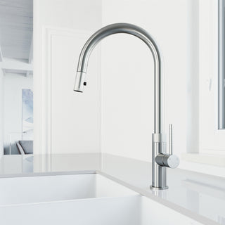 VIGO Bristol 19" H Single Handle Pull-Down Sprayer Kitchen Faucet, Stainless Steel, Without Extras