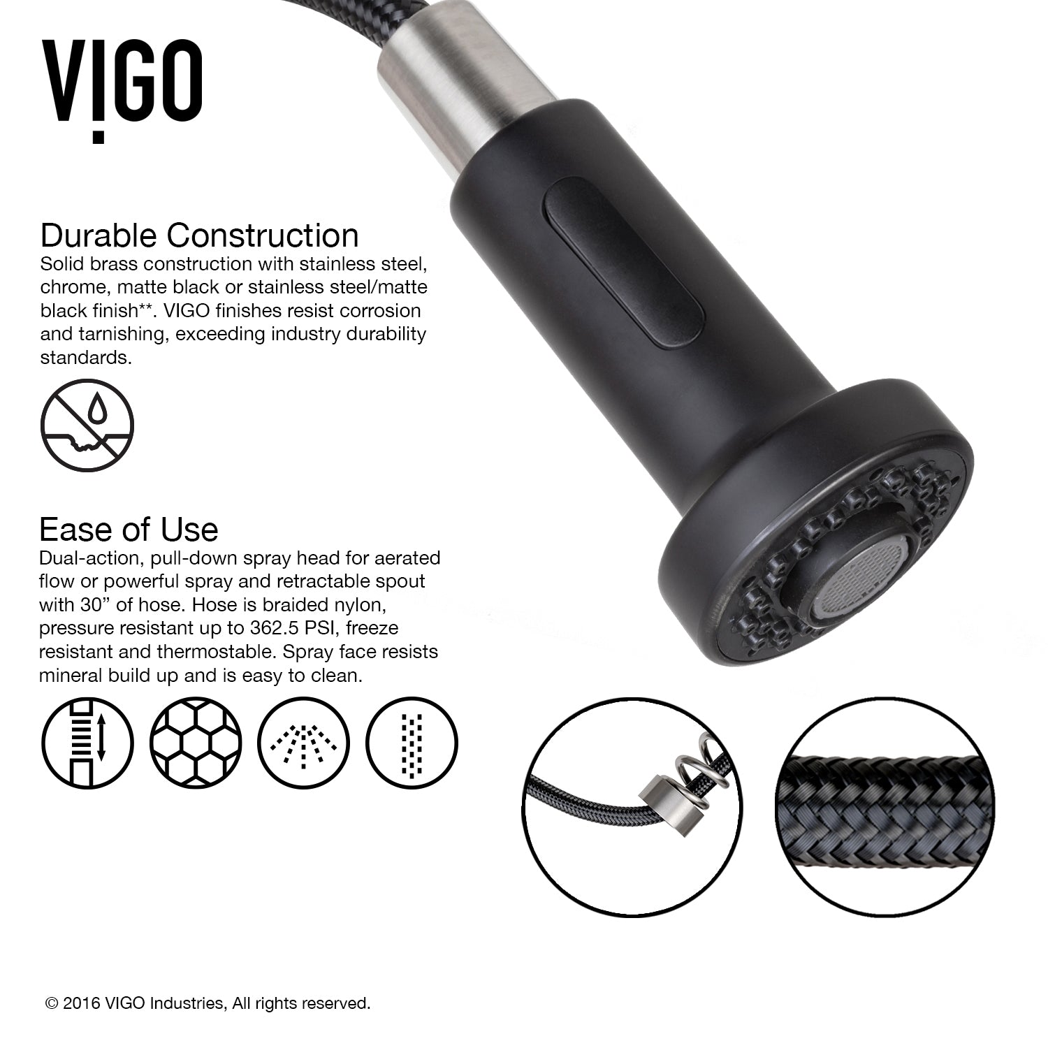 VIGO Edison 19" H Single Handle Pull-Down Sprayer Kitchen Faucet, Stainless Steel/Matte Black, No Sensor, With Soap Dispenser