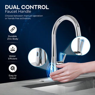 Modern Touchless Kitchen Faucet, Polished Chrome