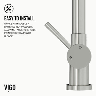 VIGO Gramercy 17" H Single Handle Pull-Down Sprayer Kitchen Faucet, Stainless Steel, Touchless, Without Extras
