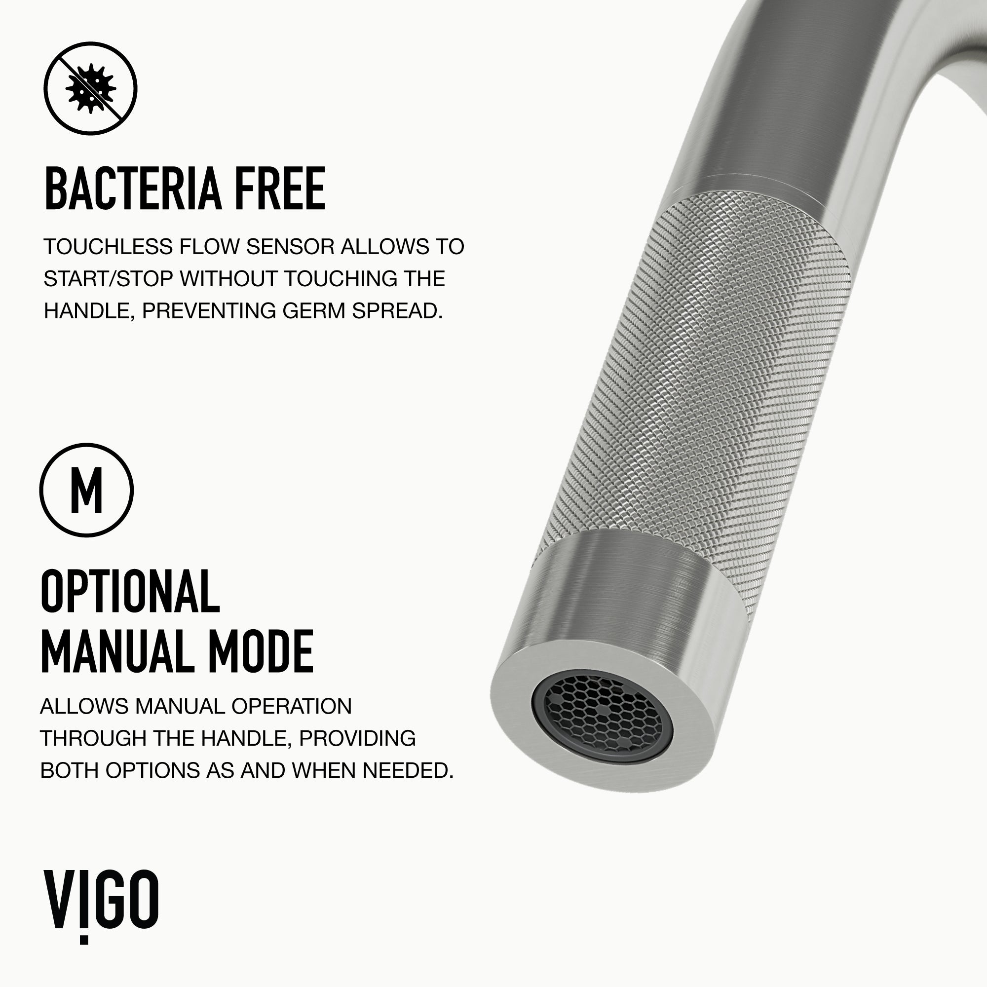 VIGO Gramercy 17" H Single Handle Pull-Down Sprayer Kitchen Faucet, Stainless Steel, Touchless, Without Extras