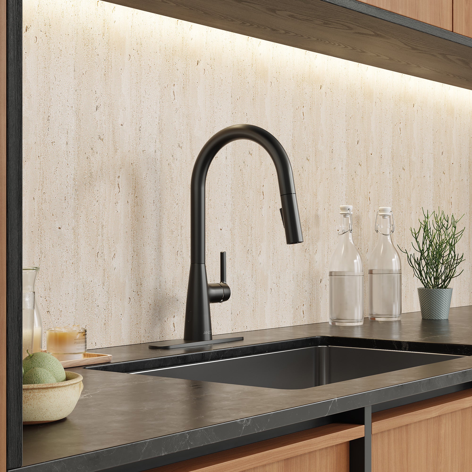 Modern Touchless Kitchen Faucet, Matte Black