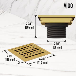 VIGO Elan Linear Shower Drain, Matte Brushed Gold, 4"