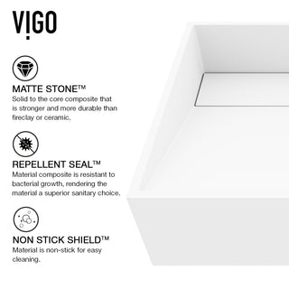 VIGO Starr 17"L x 13"W x 5"H Matte Stone Rectangular Bathroom Vessel Sink