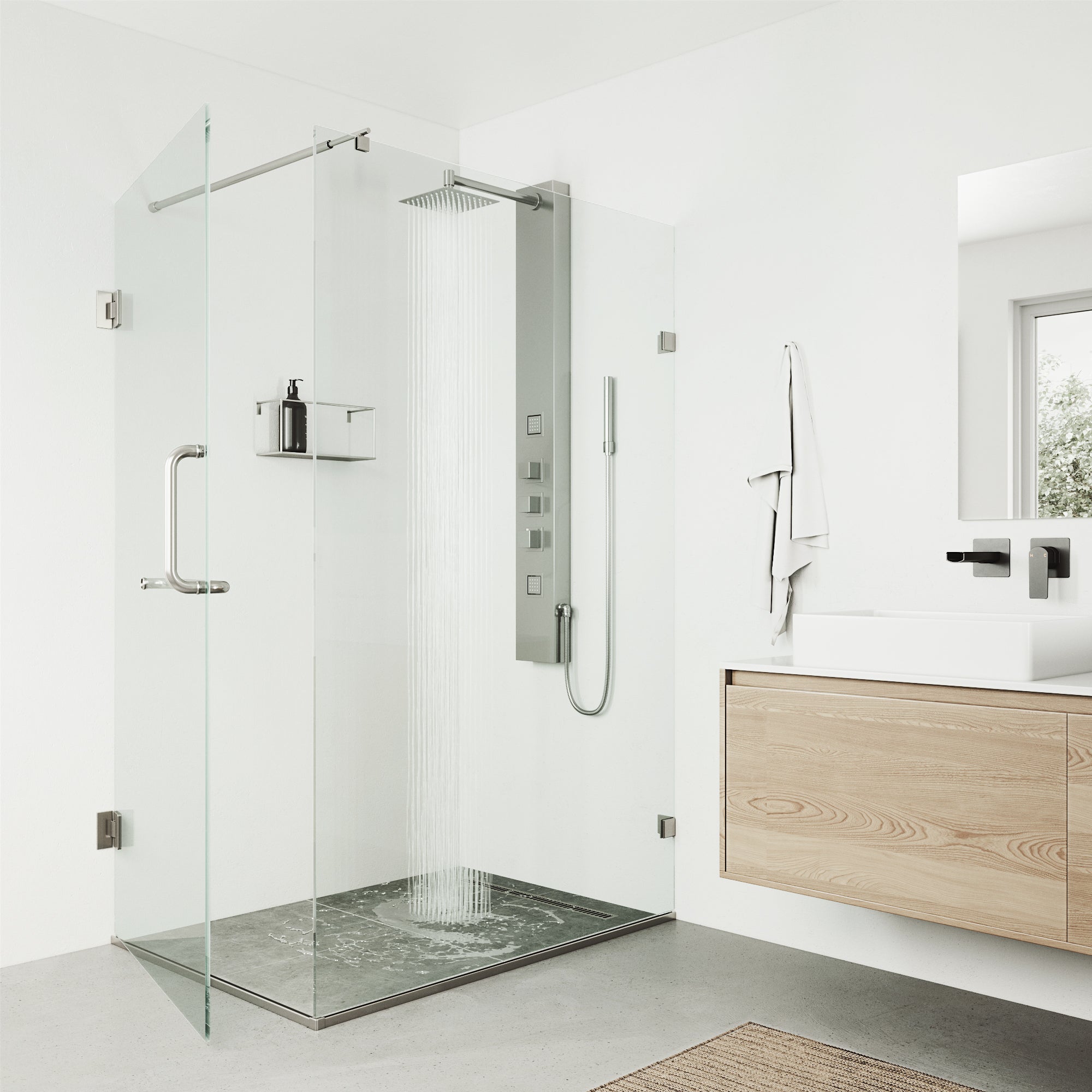VIGO Rector 2-Jet Shower Panel with Shower Head, Stainless Steel