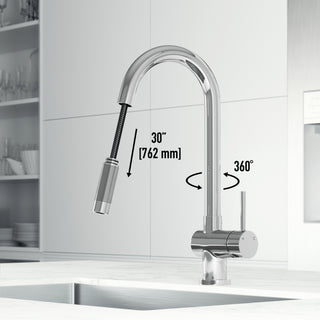 VIGO Gramercy 17" H Single Handle Pull-Down Sprayer Kitchen Faucet, Chrome, Touchless, Without Extras