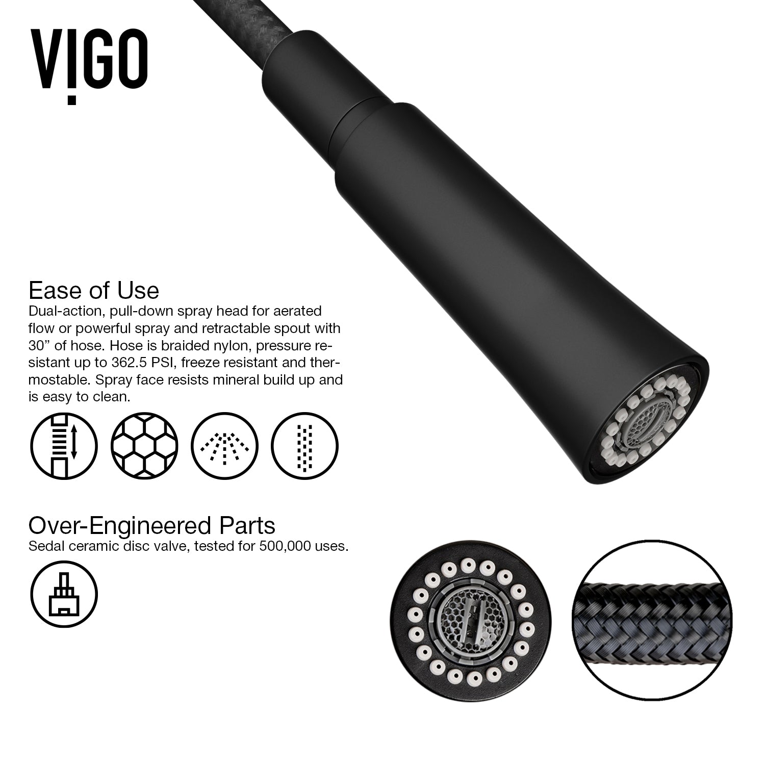 VIGO Laurelton 22" H Single Handle Pull-Down Sprayer Kitchen Faucet, Matte Black, Without Extras