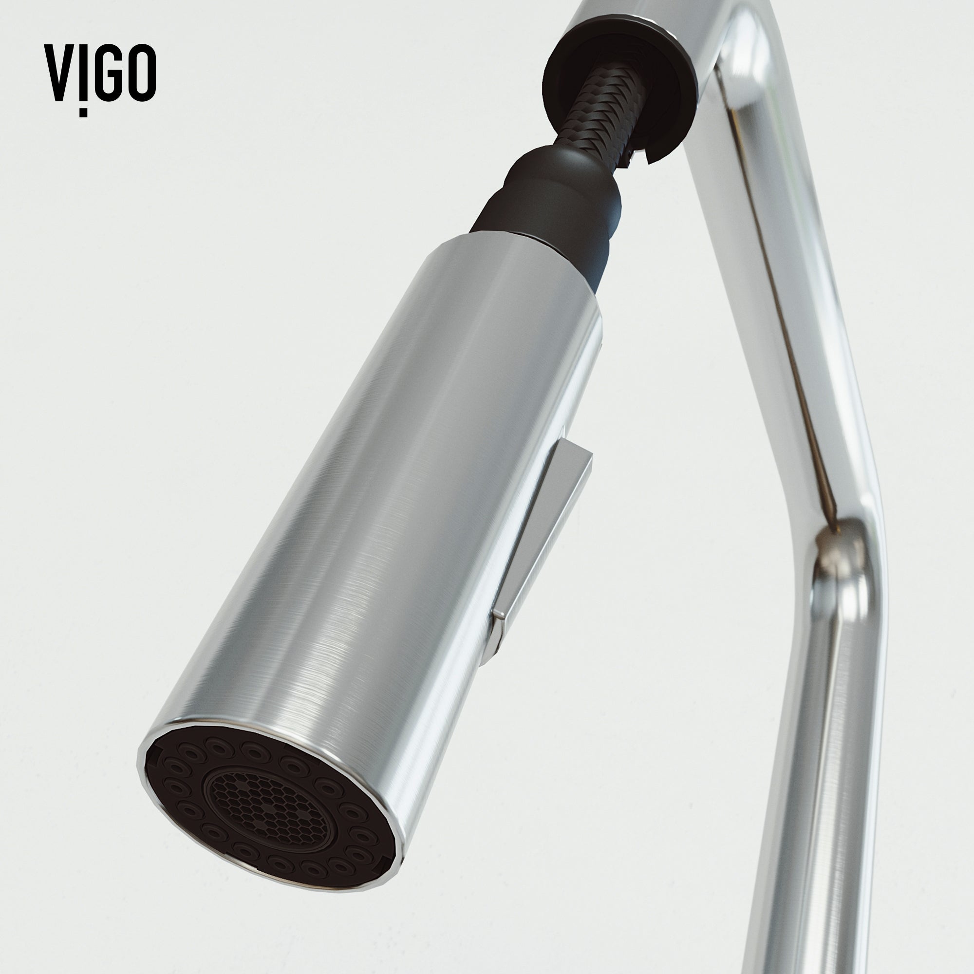 VIGO Parsons 18" H Single Handle Pull-Down Sprayer Kitchen Faucet, Stainless Steel, Without Extras
