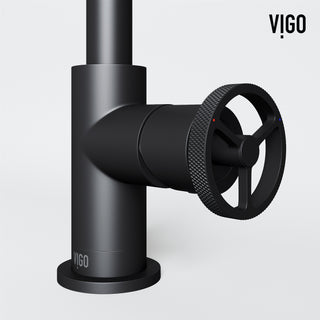 VIGO Cass 9" H Single Handle Single Hole Bathroom Faucet, Matte Black, Without Extras