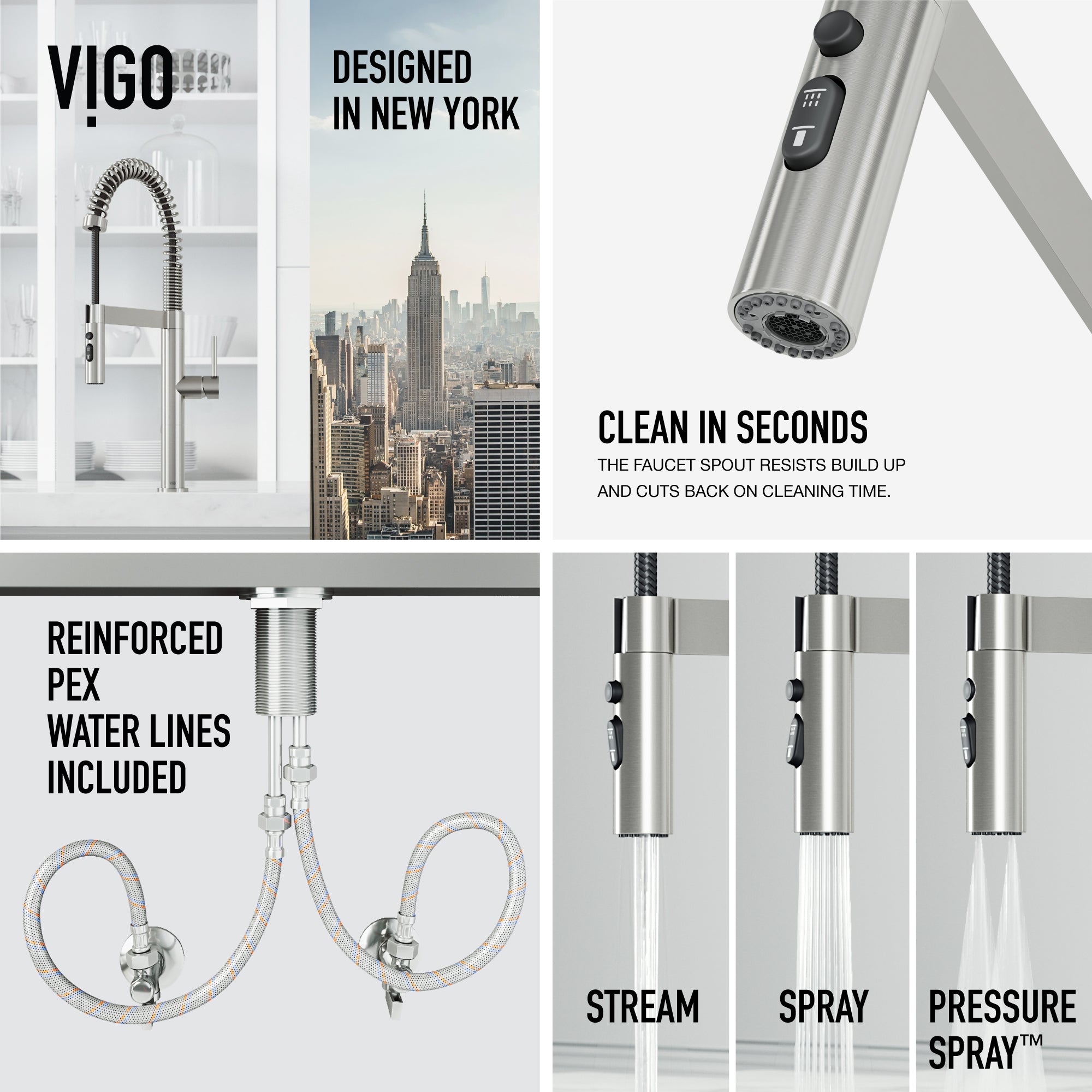 VIGO Edison Pro 20" H Single Handle Pull-Down Sprayer Kitchen Faucet, Stainless Steel
