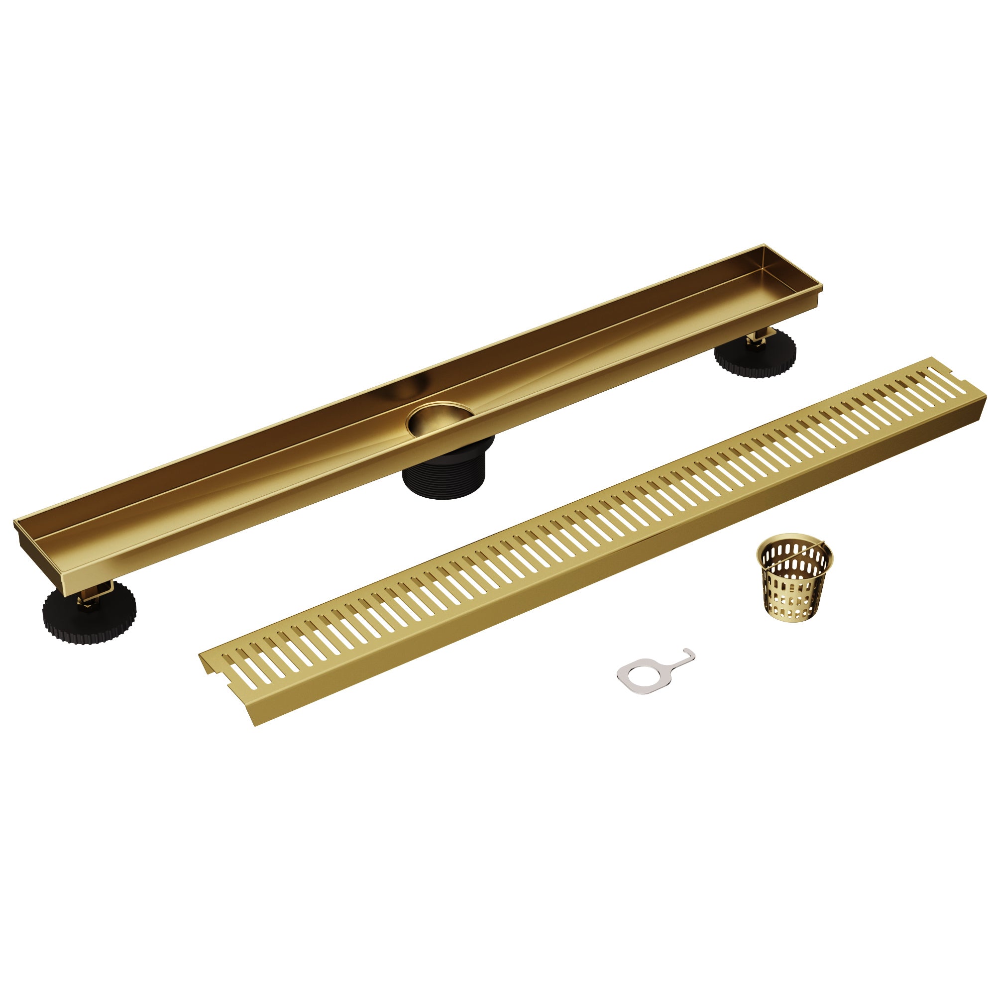 VIGO Elan Linear Shower Drain, Matte Brushed Gold, 24"