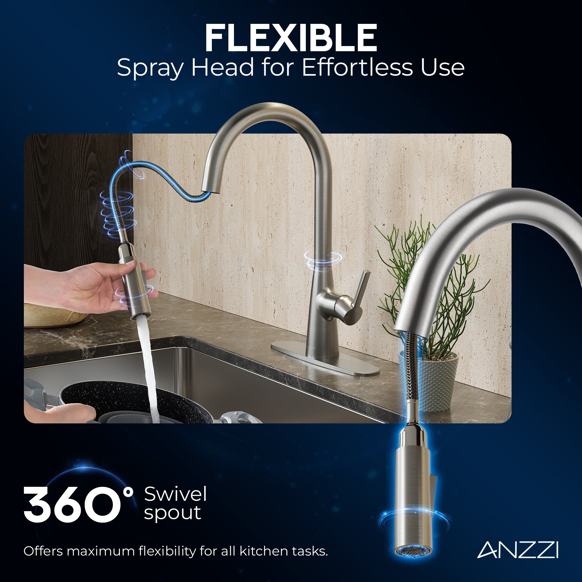 Modern Touchless Kitchen Faucet, Brushed Nickel
