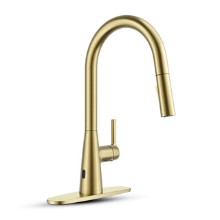 Modern Touchless Kitchen Faucet, Satin Brass