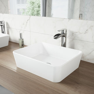 VIGO Marigold 18"L x 14"W x 5"H Matte Stone Rectangular Bathroom Vessel Sink