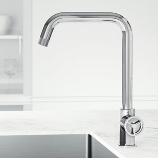 VIGO Cass Industrial 14" H Single Handle Kitchen Bar Faucet, Chrome