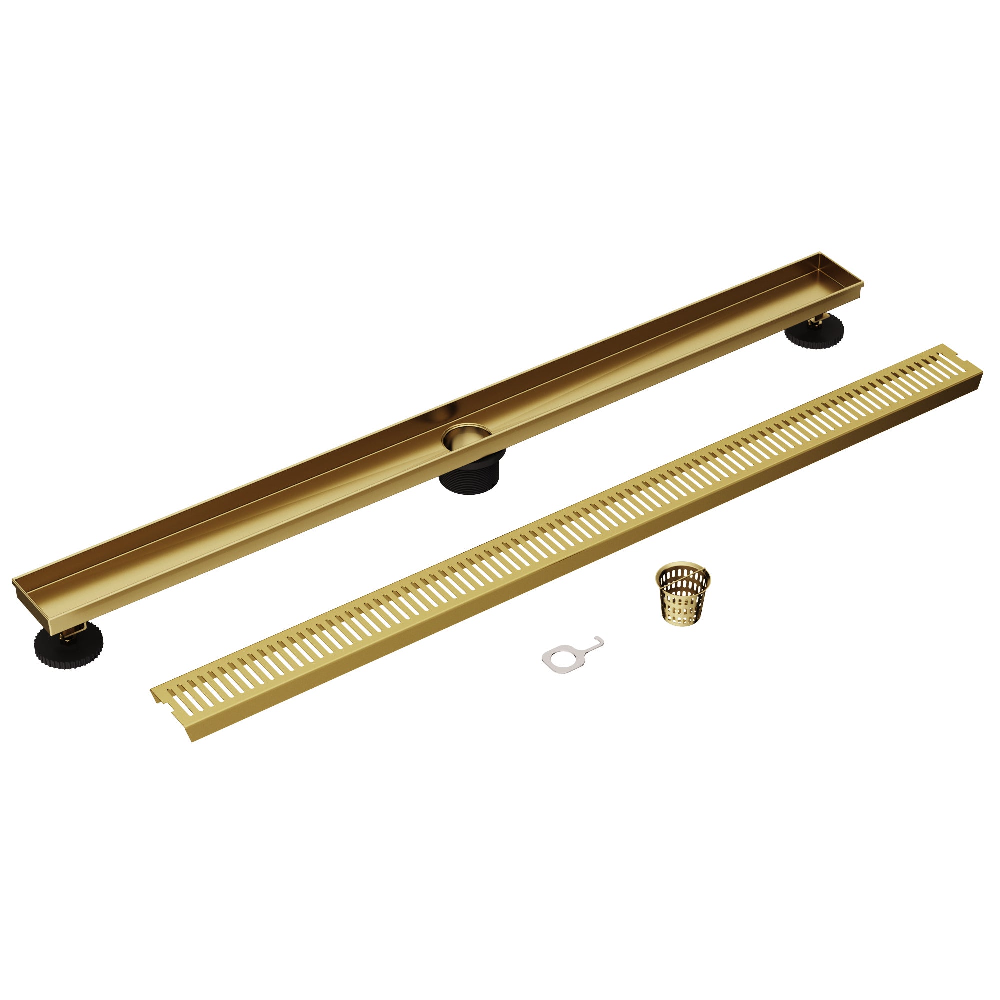 VIGO Elan Linear Shower Drain, Matte Brushed Gold, 36"