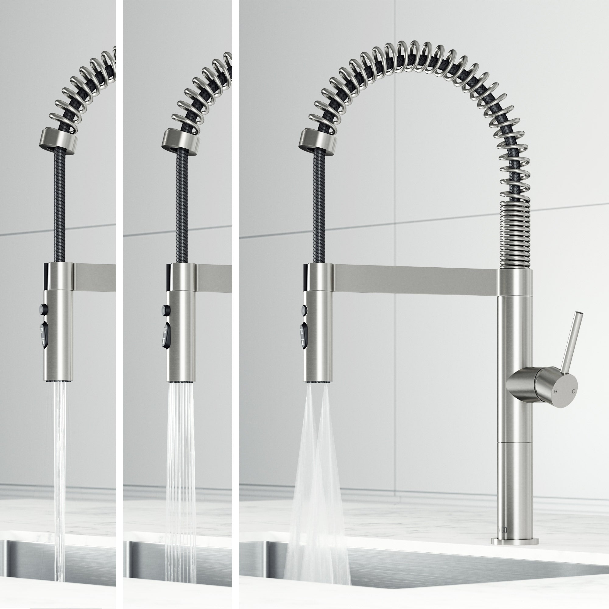 VIGO Edison Pro 20" H Single Handle Pull-Down Sprayer Kitchen Faucet, Stainless Steel