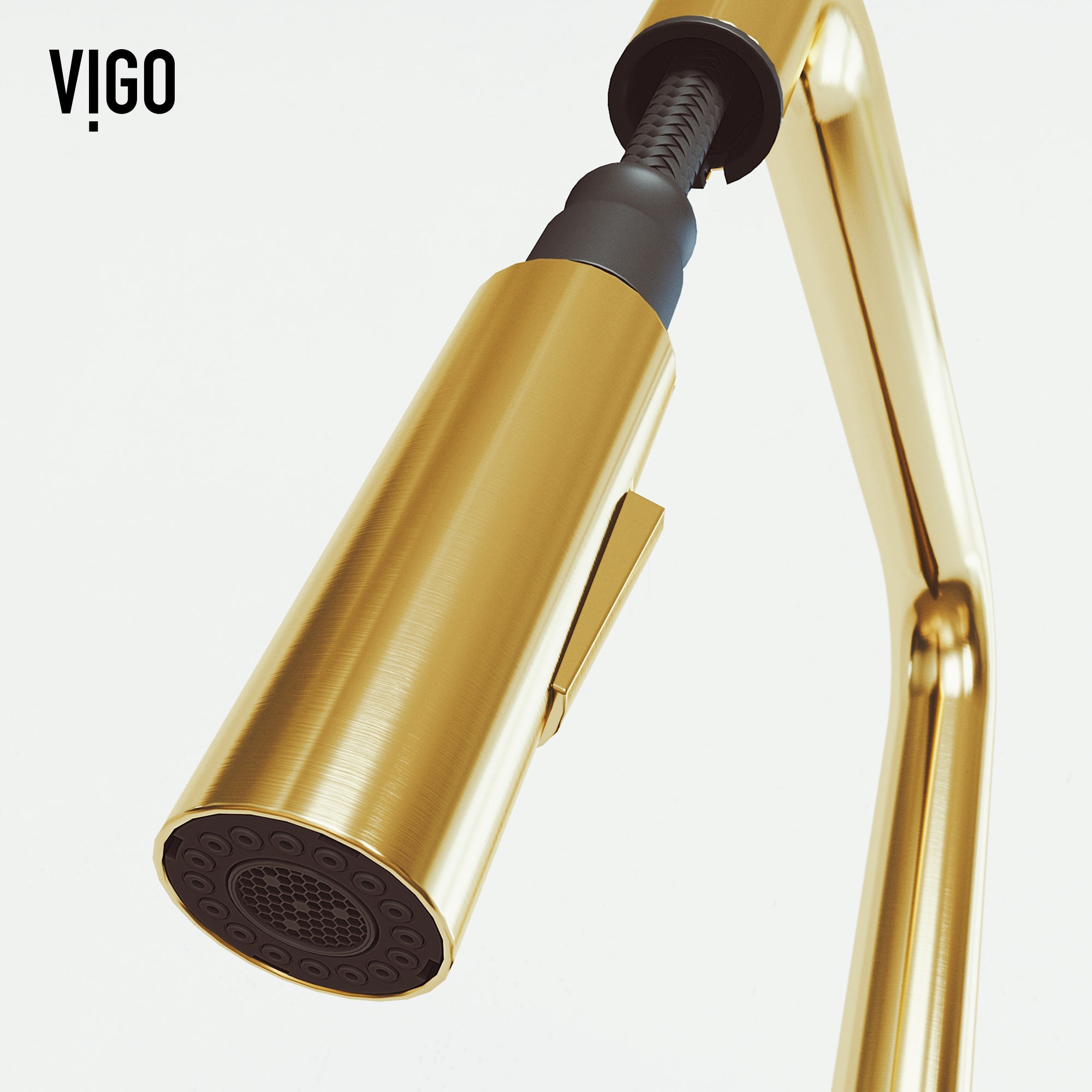 VIGO Parsons 18" H Single Handle Pull-Down Sprayer Kitchen Faucet, Matte Brushed Gold, Without Extras