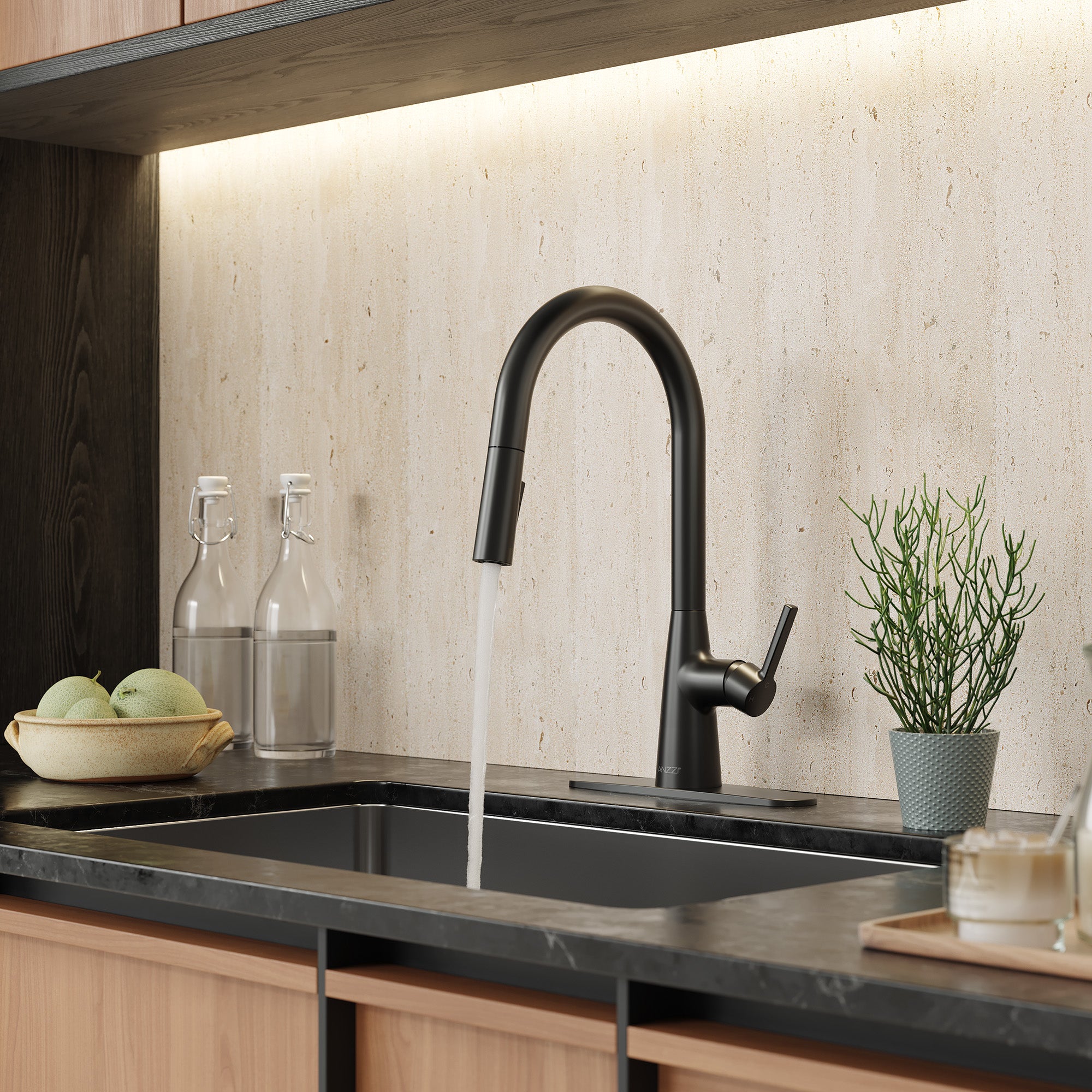 Modern Touchless Kitchen Faucet, Matte Black