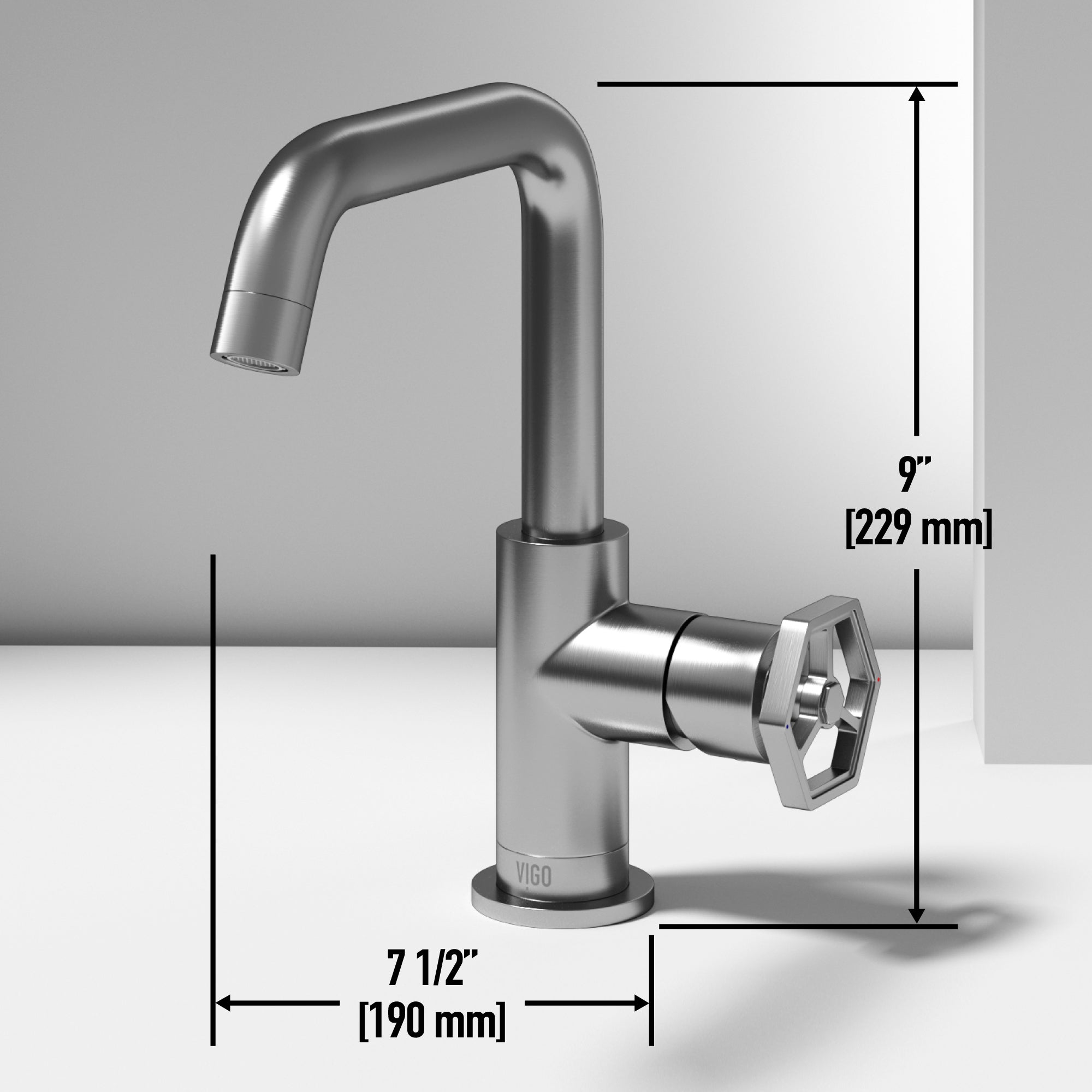 VIGO Ruxton 9" H Single Handle Single Hole Bathroom Faucet, Brushed Nickel, Without Extras