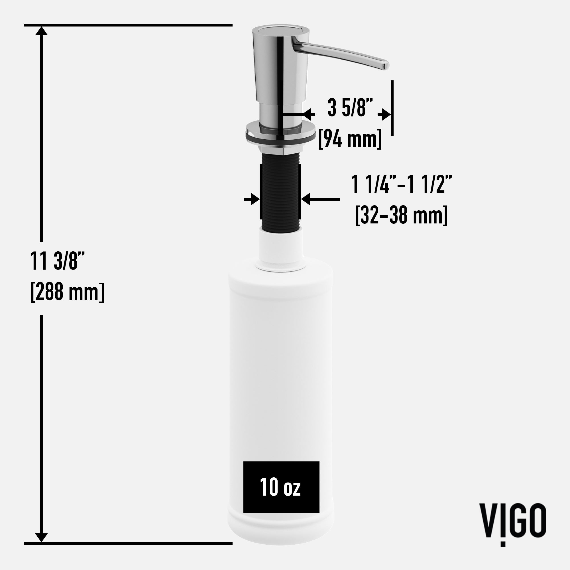 VIGO 10 oz. 1.5" W Kitchen Soap Dispenser in Chrome