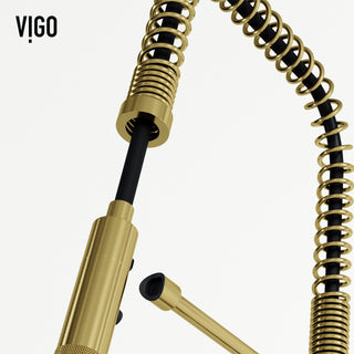 VIGO Sterling 23" H Single Handle Pull-Down Sprayer Kitchen Faucet, Matte Brushed Gold, Without Extras
