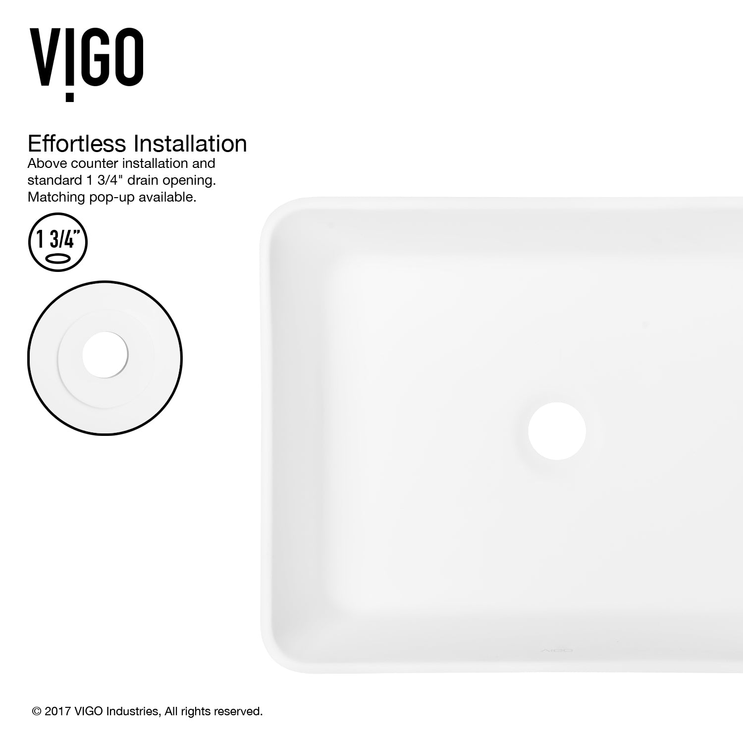 VIGO Marigold 18"L x 14"W x 5"H Matte Stone Rectangular Bathroom Vessel Sink