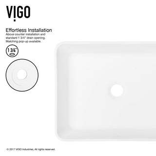 VIGO Marigold 18"L x 14"W x 5"H Matte Stone Rectangular Bathroom Vessel Sink