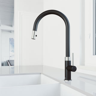 VIGO Bristol 19" H Single Handle Pull-Down Sprayer Kitchen Faucet, Stainless Steel/Matte Black, Without Extras