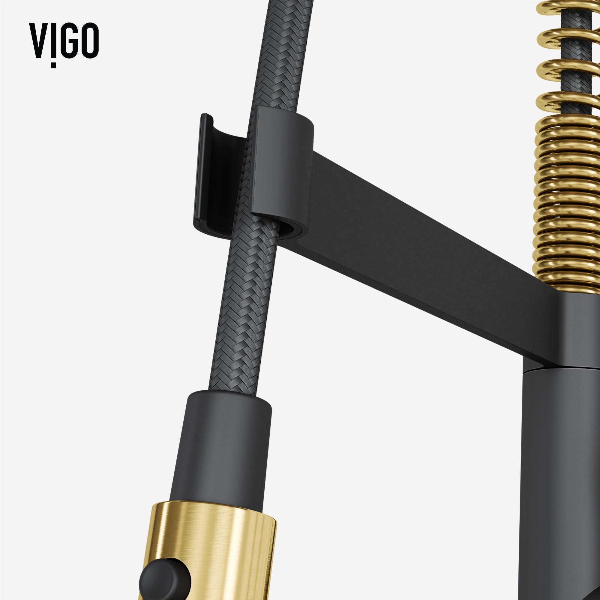 VIGO Edison Pro 20" H Single Handle Pull-Down Sprayer Kitchen Faucet, Matte Brushed Gold/Matte Black