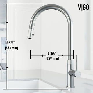 VIGO Bristol 19" H Single Handle Pull-Down Sprayer Kitchen Faucet, Stainless Steel, Without Extras