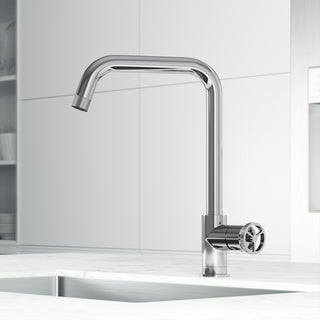 VIGO Cass Industrial 14" H Single Handle Kitchen Bar Faucet, Chrome