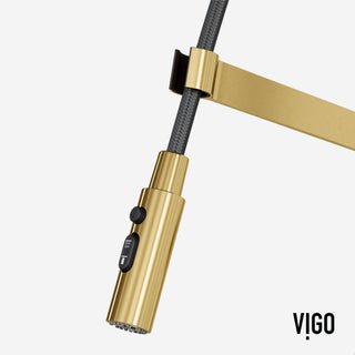 VIGO Edison Pro 20" H Single Handle Pull-Down Sprayer Kitchen Faucet, Matte Brushed Gold