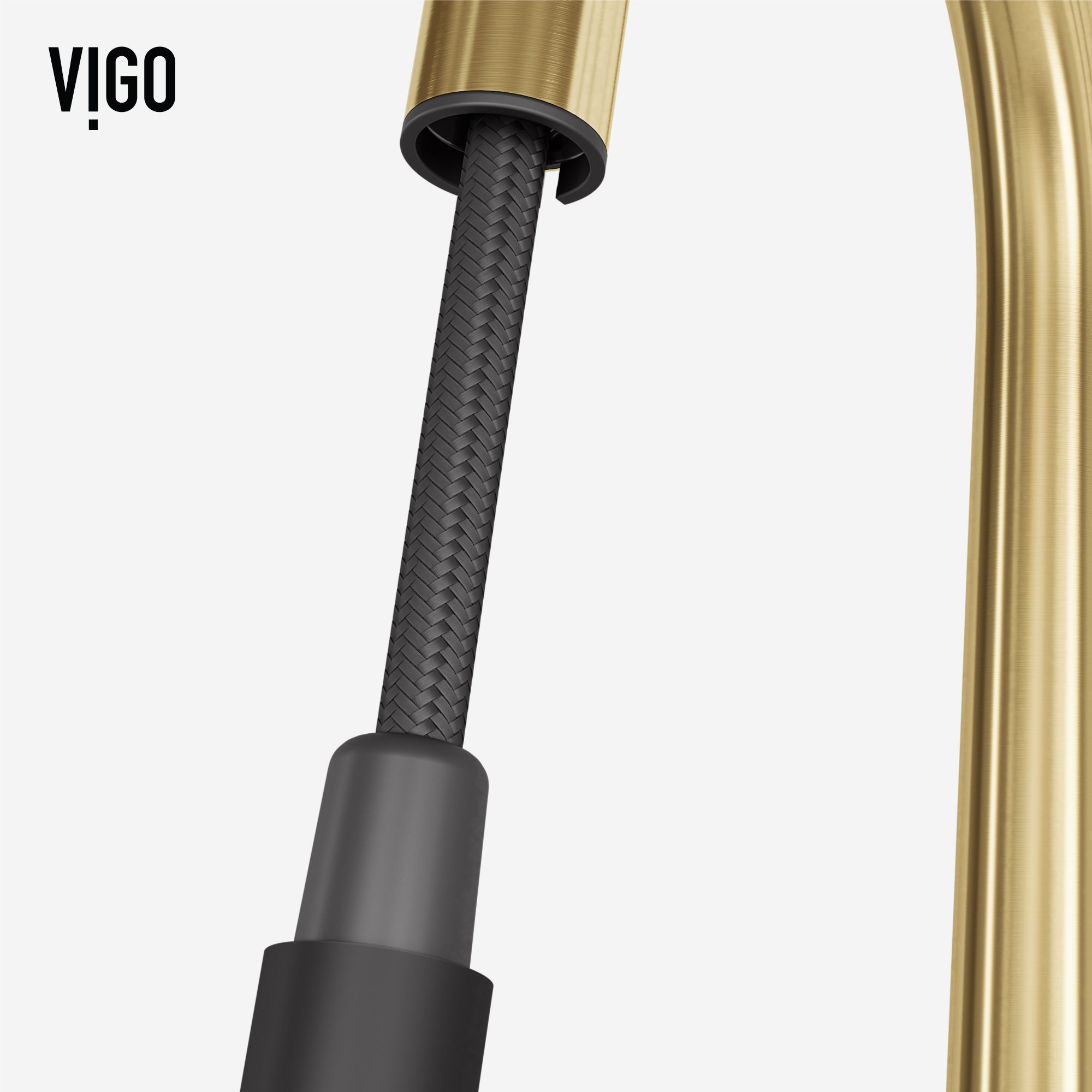 VIGO Greenwich 18" H Single Handle Pull-Down Sprayer Kitchen Faucet, Matte Brushed Gold/Matte Black, No Sensor, Without Extras