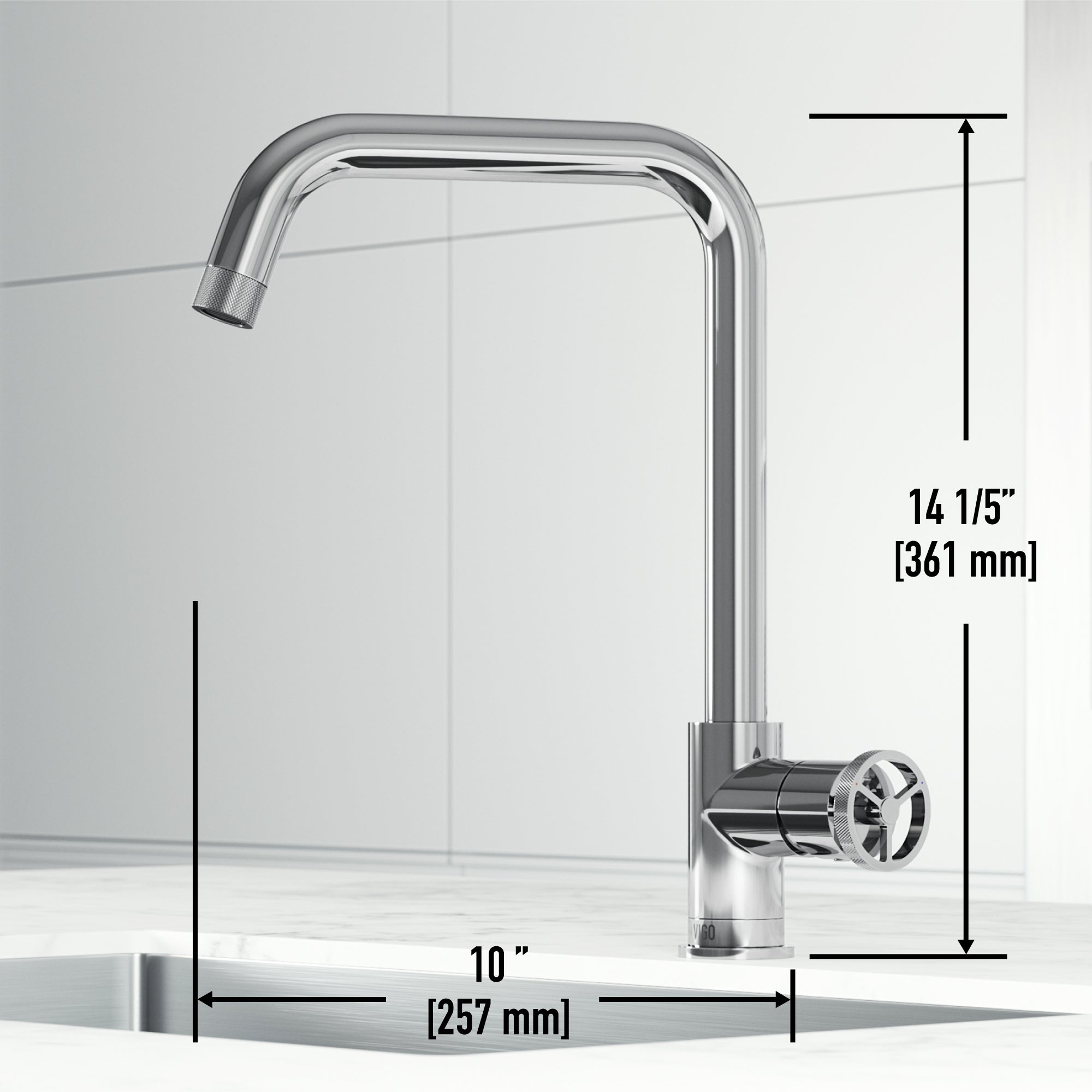 VIGO Cass Industrial 14" H Single Handle Kitchen Bar Faucet, Chrome