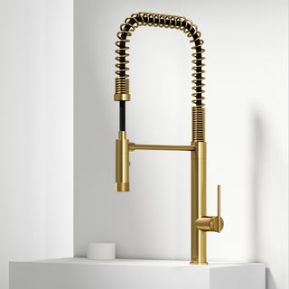 VIGO Sterling 23" H Single Handle Pull-Down Sprayer Kitchen Faucet, Matte Brushed Gold, Without Extras