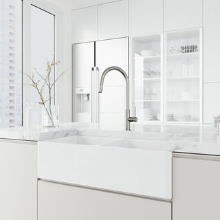 VIGO Bristol 19" H Single Handle Pull-Down Sprayer Kitchen Faucet, Stainless Steel, Without Extras