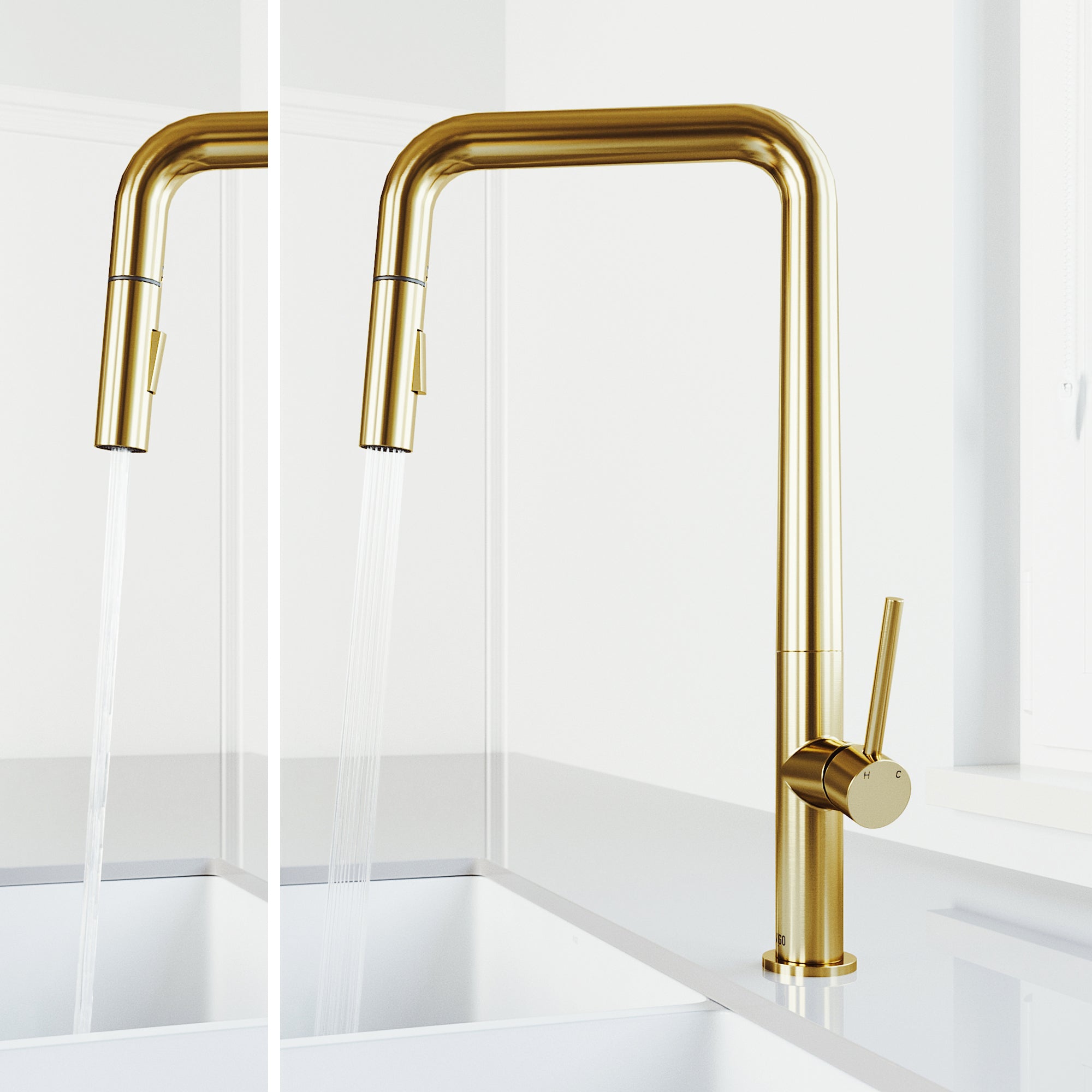 VIGO Parsons 18" H Single Handle Pull-Down Sprayer Kitchen Faucet, Matte Brushed Gold, Without Extras