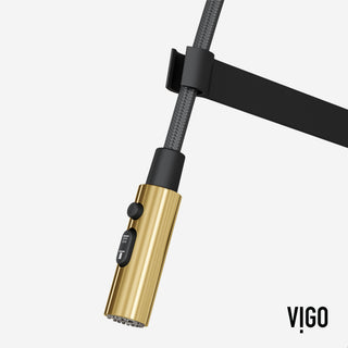 VIGO Edison Pro 20" H Single Handle Pull-Down Sprayer Kitchen Faucet, Matte Brushed Gold/Matte Black
