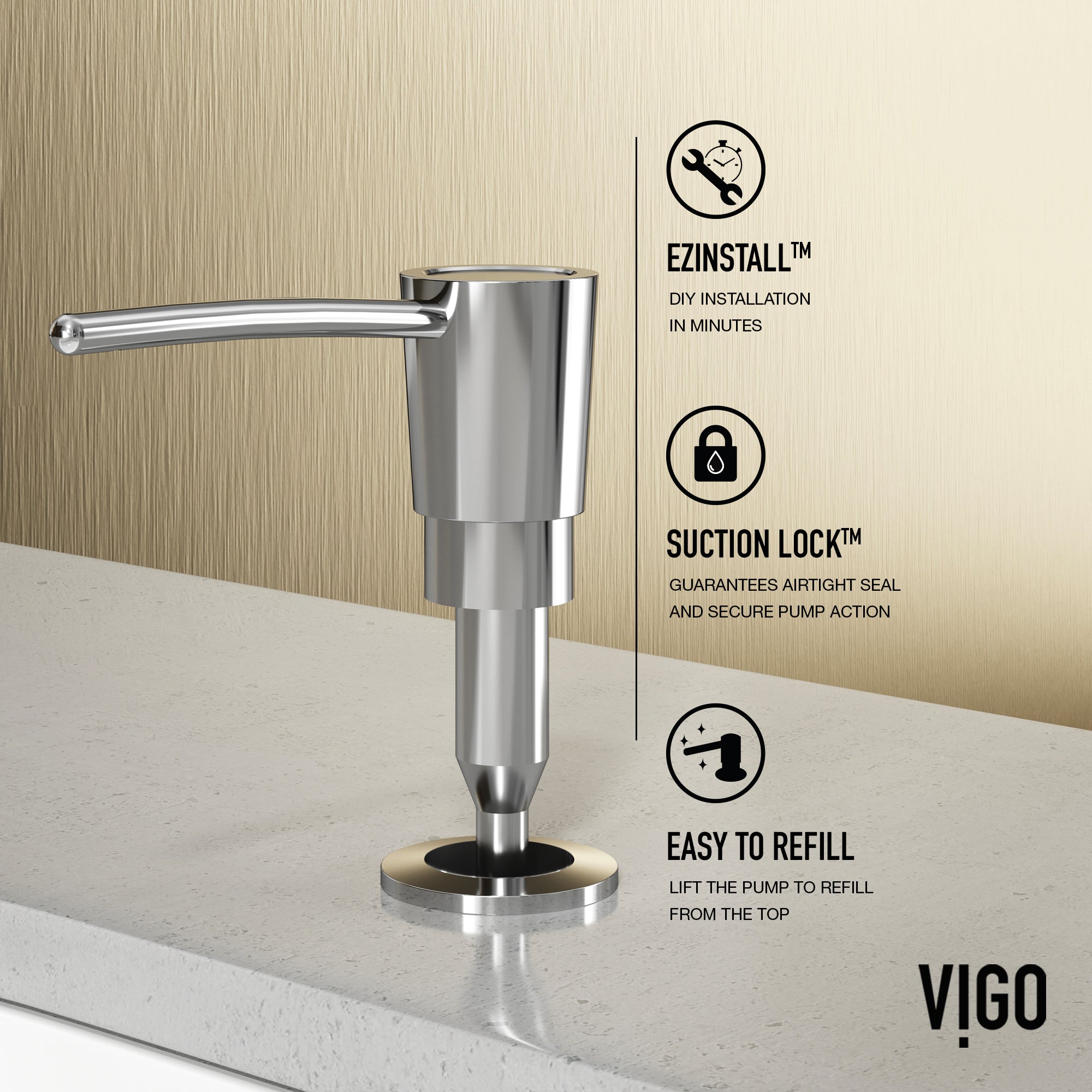 VIGO 10 oz. 1.5" W Kitchen Soap Dispenser in Chrome