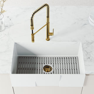 VIGO Sterling 23" H Single Handle Pull-Down Sprayer Kitchen Faucet, Matte Brushed Gold, Without Extras