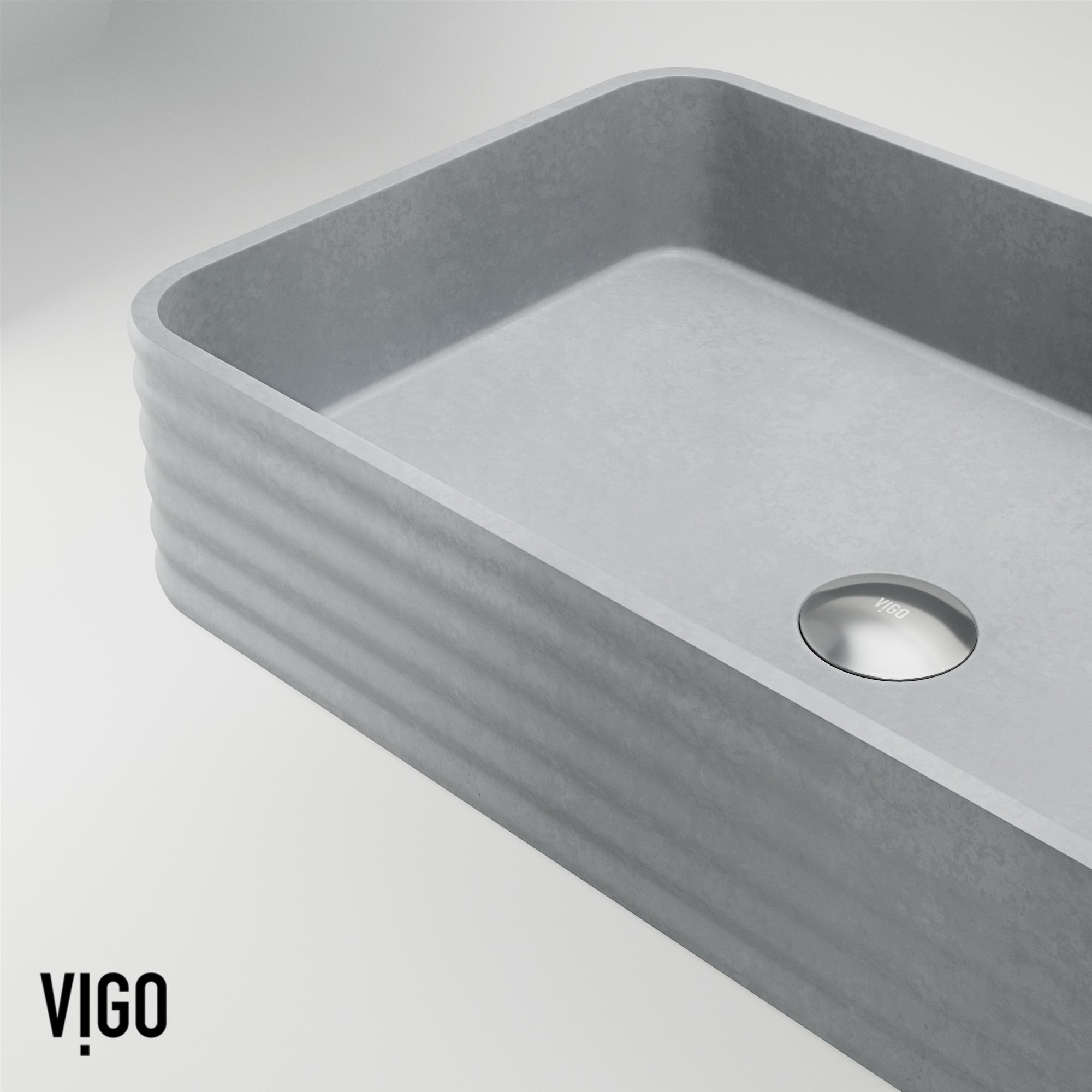VIGO Cadman 21"L x 14"W x 5"H Concreto Stone Rectangular Bathroom Vessel Sink