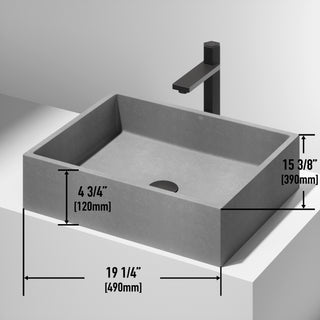 VIGO Coca 19"L x 15"W x 5"H Concreto Stone Rectangular Bathroom Vessel Sink