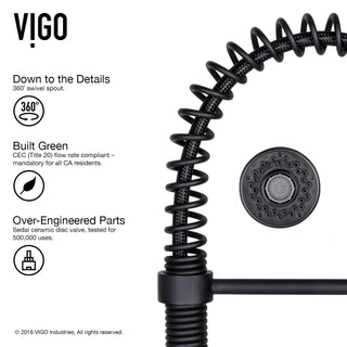 VIGO Edison 19" H Single Handle Pull-Down Sprayer Kitchen Faucet, Matte Black, No Sensor, With Soap Dispenser